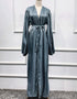 Women's Solid Color Puff Sleeve Maxi Abaya